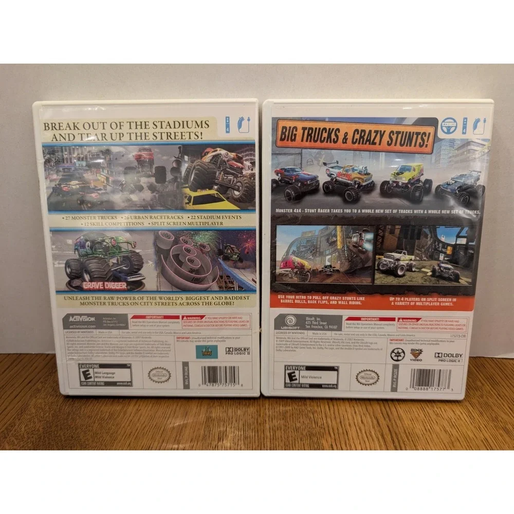 Wii Games: Monster Jam Urban Assault And Monster 4x4 Stunt Racer, Untested